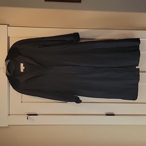 Liz Claiborne long black women's trench coat, size 8. Removable liner and hood.